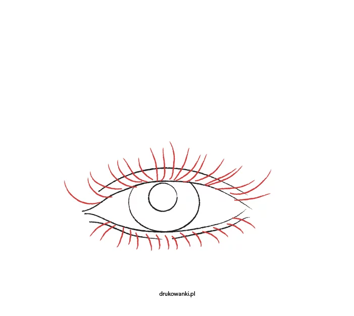 oko z narysowanymi rzesami
